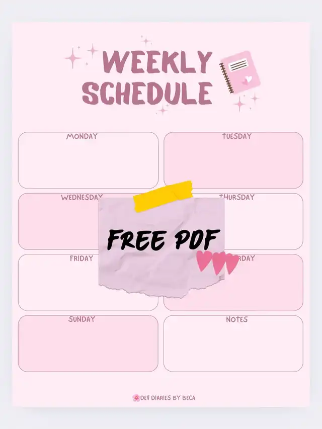 🌸Weekly Schedule - FREE PDF🌸
